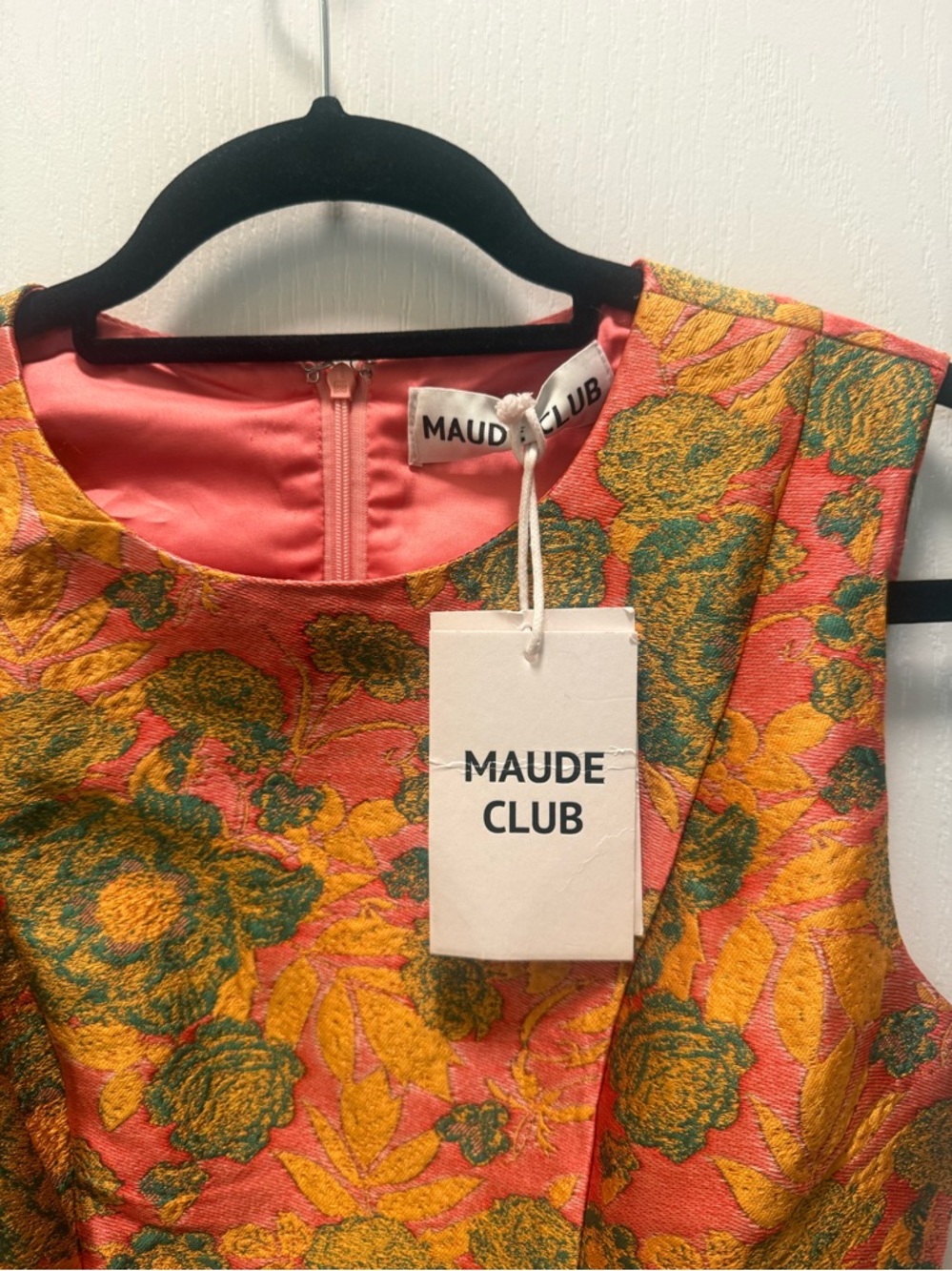 Maude Club Felicity Floral Jacquard fringe mini Dress in Berry size S NWT - Picture 8 of 8